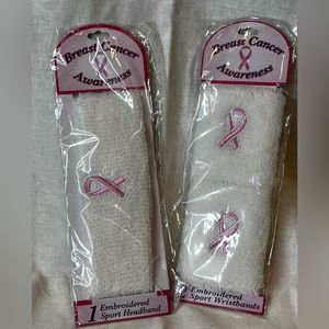 Breast Cancer Awareness Head Band and Wrist Bands Set